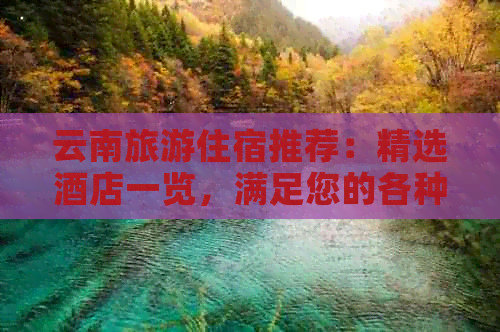 云南旅游住宿推荐：精选酒店一览，满足您的各种需求和预算
